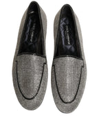 Dolce & Gabbana Silver Crystal Embellished Men Loafers Shoes