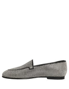 Dolce & Gabbana Silver Crystal Embellished Men Loafers Shoes
