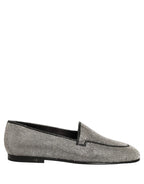 Dolce & Gabbana Silver Crystal Embellished Men Loafers Shoes