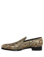 Dolce & Gabbana Gold Brocade Slip On Men Dress Loafers Shoes