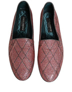 Dolce & Gabbana Pink Check Glitter Lurex Logo Loafers Shoes