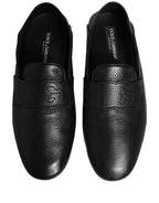 Dolce & Gabbana Black Deerskin Leather Driver Loafers Shoes