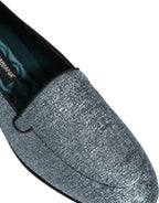 Dolce & Gabbana Blue Glitter Lurex DG Logo Dress Loafers Shoes