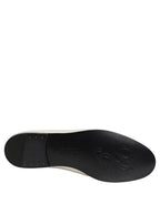 Dolce & Gabbana White Satin Logo Slip On Flats Loafers Shoes