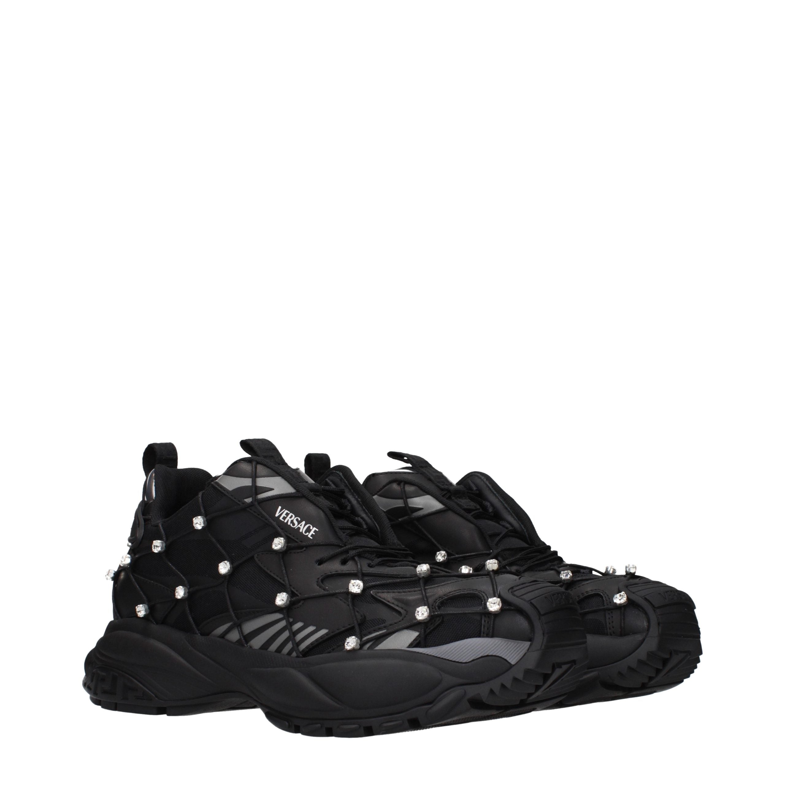 Versace Black Fabric Chunky Sneakers