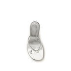 Amina Muaddi Silver Calf Leather Bos Taurus Stiletto Heel Sandals