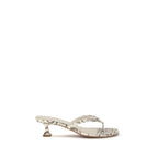 Amina Muaddi Gray Calf Leather Bos Taurus Flat Sandals