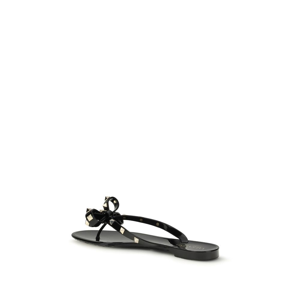 Valentino Garavani Black Cotton Flip-Flop Sandals