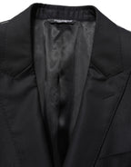 Dolce & Gabbana Black Wool Single Breasted Men Blazer Jacket
