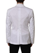 Dolce & Gabbana White Cotton Double Breasted Blazer Jacket