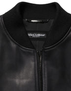 Dolce & Gabbana Black Leather Full Zip Men Biker Jacket