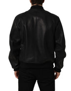 Dolce & Gabbana Black Leather Full Zip Men Biker Jacket
