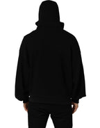 Dolce & Gabbana Black Cotton Men Hooded FullZip Bomber Jacket