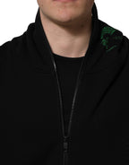 Dolce & Gabbana Black Cotton Men Hooded FullZip Bomber Jacket
