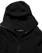 Dolce & Gabbana Black Cotton Men Hooded FullZip Bomber Jacket