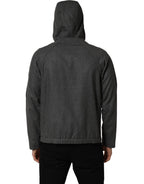 Dolce & Gabbana Gray Cotton Men Hooded Full Zip Bomber Jacket