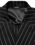 Dolce & Gabbana Dark Gray Stripes Wool Double Breasted Jacket