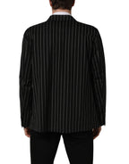Dolce & Gabbana Black Stripes Wool Double Breasted Jacket