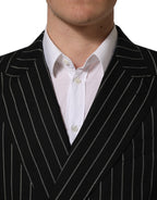 Dolce & Gabbana Dark Gray Stripes Wool Double Breasted Jacket
