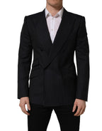 Dolce & Gabbana Black Stripes Wool Double Breasted Jacket