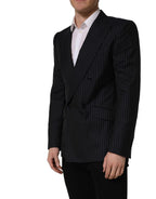 Dolce & Gabbana Black Stripes Wool Double Breasted Jacket