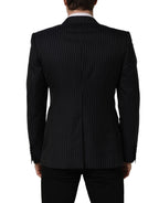 Dolce & Gabbana Black Stripes Wool Double Breasted Jacket