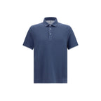 Brunello Cucinelli Blue Cotton Polo Shirt