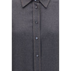 Brunello Cucinelli Gray Wool Oves Aries Dress Shirt
