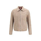 Brunello Cucinelli Beige Calf Leather Bos Taurus Leather Jacket