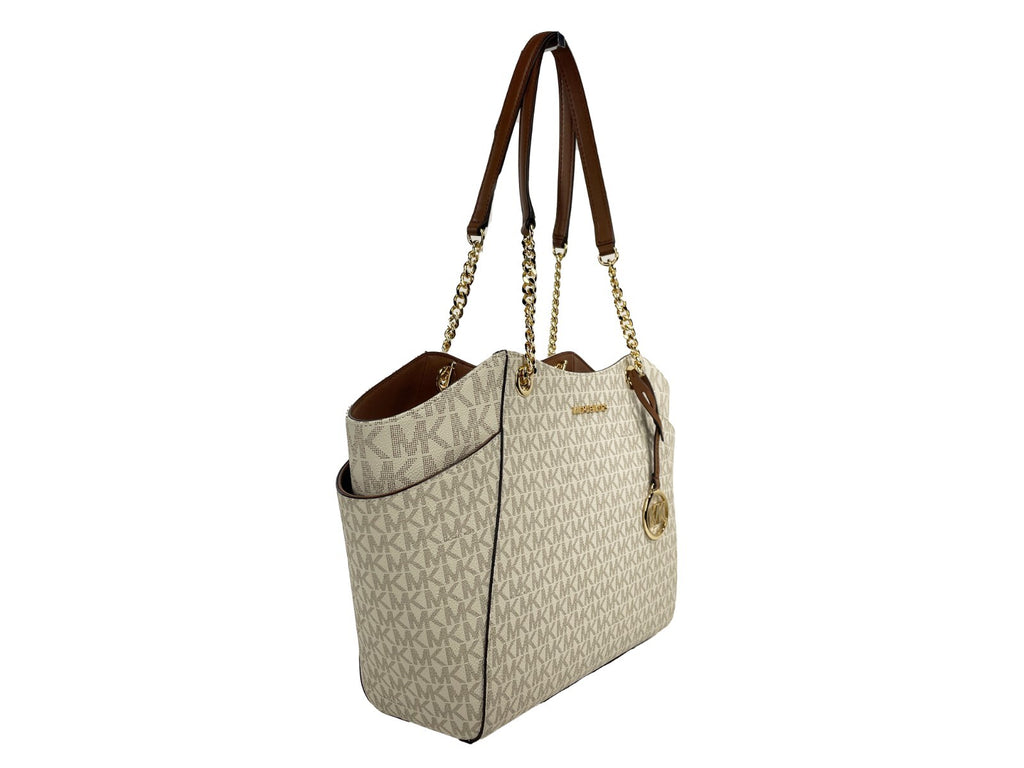 Michael Kors Jet Set Travel Large Logo Tote Vanilla