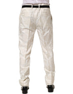 Dolce & Gabbana White Floral Men Dress Formal Trouser Pants