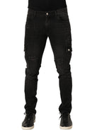 Dolce & Gabbana Black Distressed Cargo Cotton Men Denim Jeans
