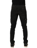 Dolce & Gabbana Black Distressed Cargo Cotton Men Denim Jeans