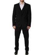 Dolce & Gabbana Black Wool Slim Fit Formal 3 Piece Men Suit