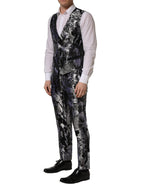 Dolce & Gabbana Black Jacquard Slim Fit Formal 3 Piece Suit