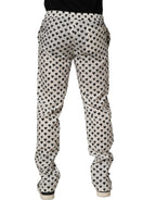 Dolce & Gabbana White Graphic Heart Print Men Trousers Pants