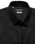 Dolce & Gabbana Black MARTINI Long Sleeves Linen Dess Shirt