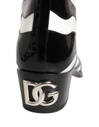 Dolce & Gabbana Black White Zebra Knee High Men Boots Shoes