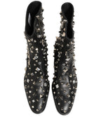 Dolce & Gabbana Black Crystal Embellished Short Boots Shoes