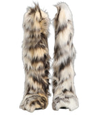 Dolce & Gabbana Multicolor Knee High Faux Fur Boots Shoes
