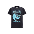 Ganni Black Cotton T-Shirt