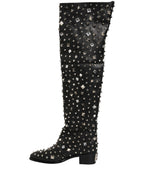 Dolce & Gabbana Black Crystal Embellished High Boots Shoes