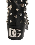 Dolce & Gabbana Black Crystal Embellished High Boots Shoes
