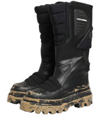 Dolce & Gabbana Black Leather Biker Mid Calf Men Boots Shoes