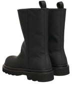 Dolce & Gabbana Black Leather Mid Calf Chunky Men Boots Shoes