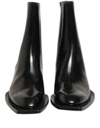 Dolce & Gabbana Black Leather Chelsea Mid Calf Boots Shoes