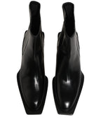 Dolce & Gabbana Black Leather Chelsea Mid Calf Boots Shoes