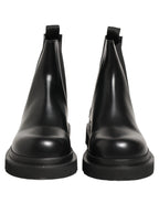 Dolce & Gabbana Black Chelsea Boots Leather Slip On Men Shoes