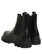 Dolce & Gabbana Black Chelsea Boots Leather Slip On Men Shoes