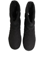 Dolce & Gabbana Black Quilted Effect Mid Calf Boots Shoes